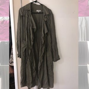 army green long trench coat